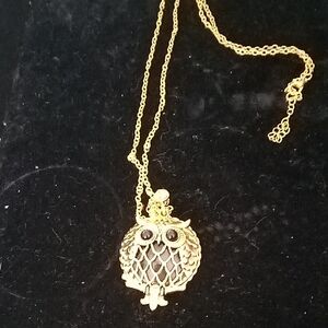 Gold-Tone Owl Pendant Necklace for Women